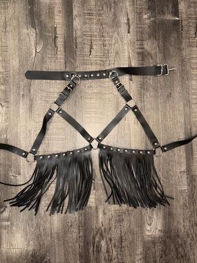 Dolls Kill Black Fringe Harness Belt